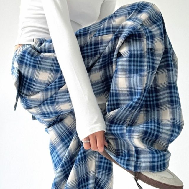 チェックパンツ チェックパンツ 伝統格子ゆったりバルーンパンツ