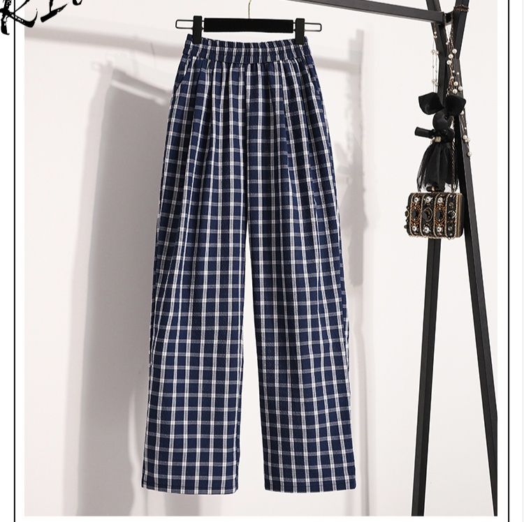 チェックパンツ ゆったりシルエットチェックワイドパンツ