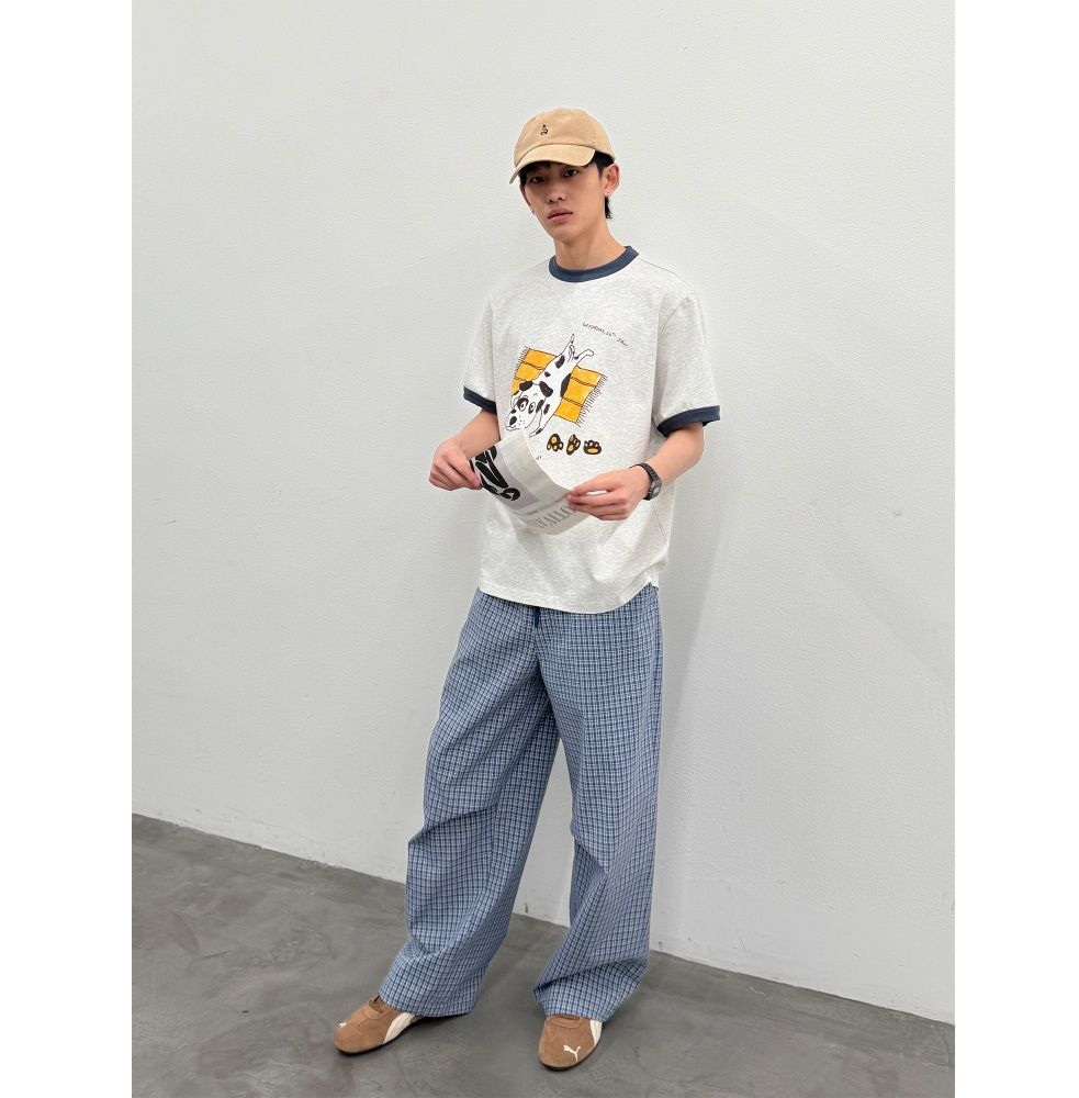 チェックパンツ 軽量チェック柄ワイドパンツ
