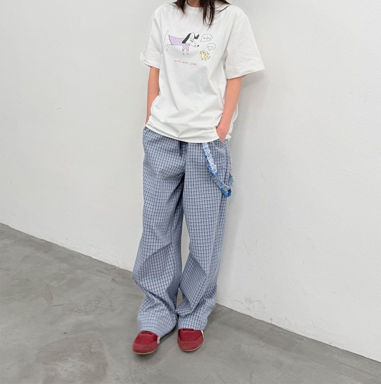 チェックパンツ 軽量チェック柄ワイドパンツ