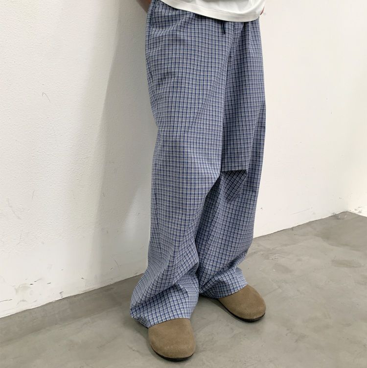 チェックパンツ 軽量チェック柄ワイドパンツ
