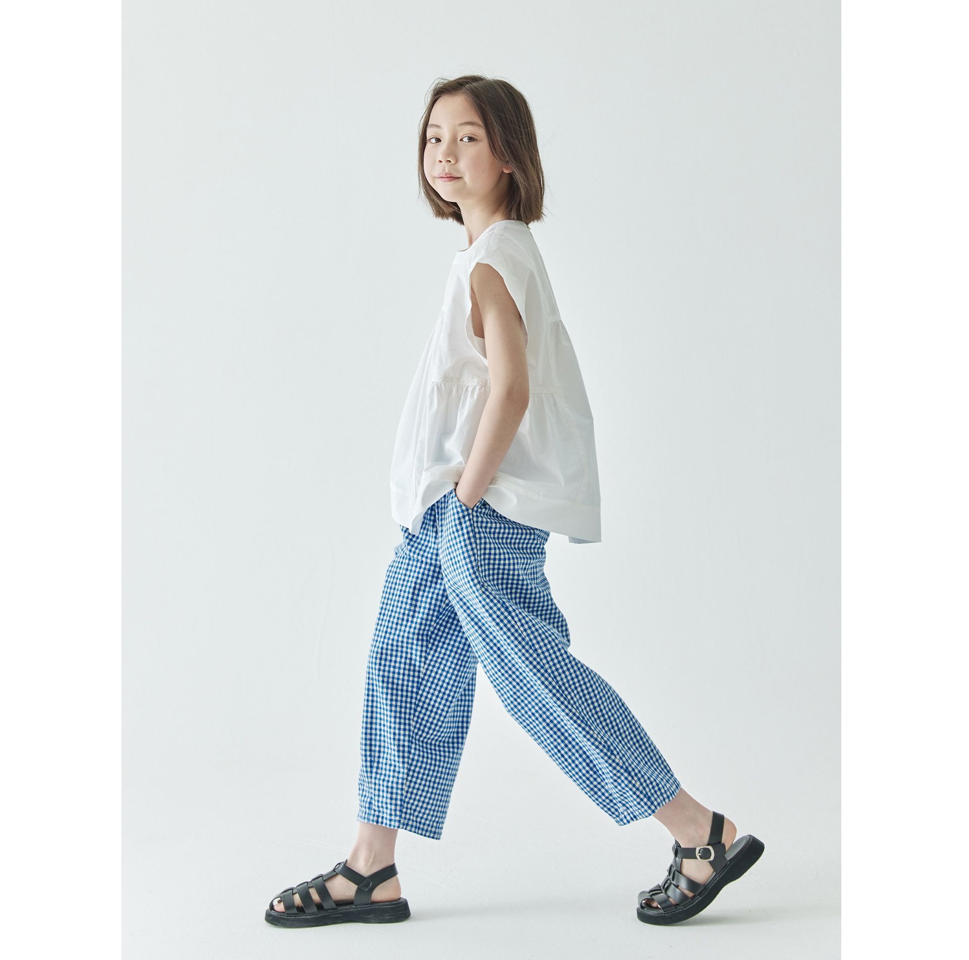 チェックパンツ 女の子向け爽やかギンガムチェックパンツ