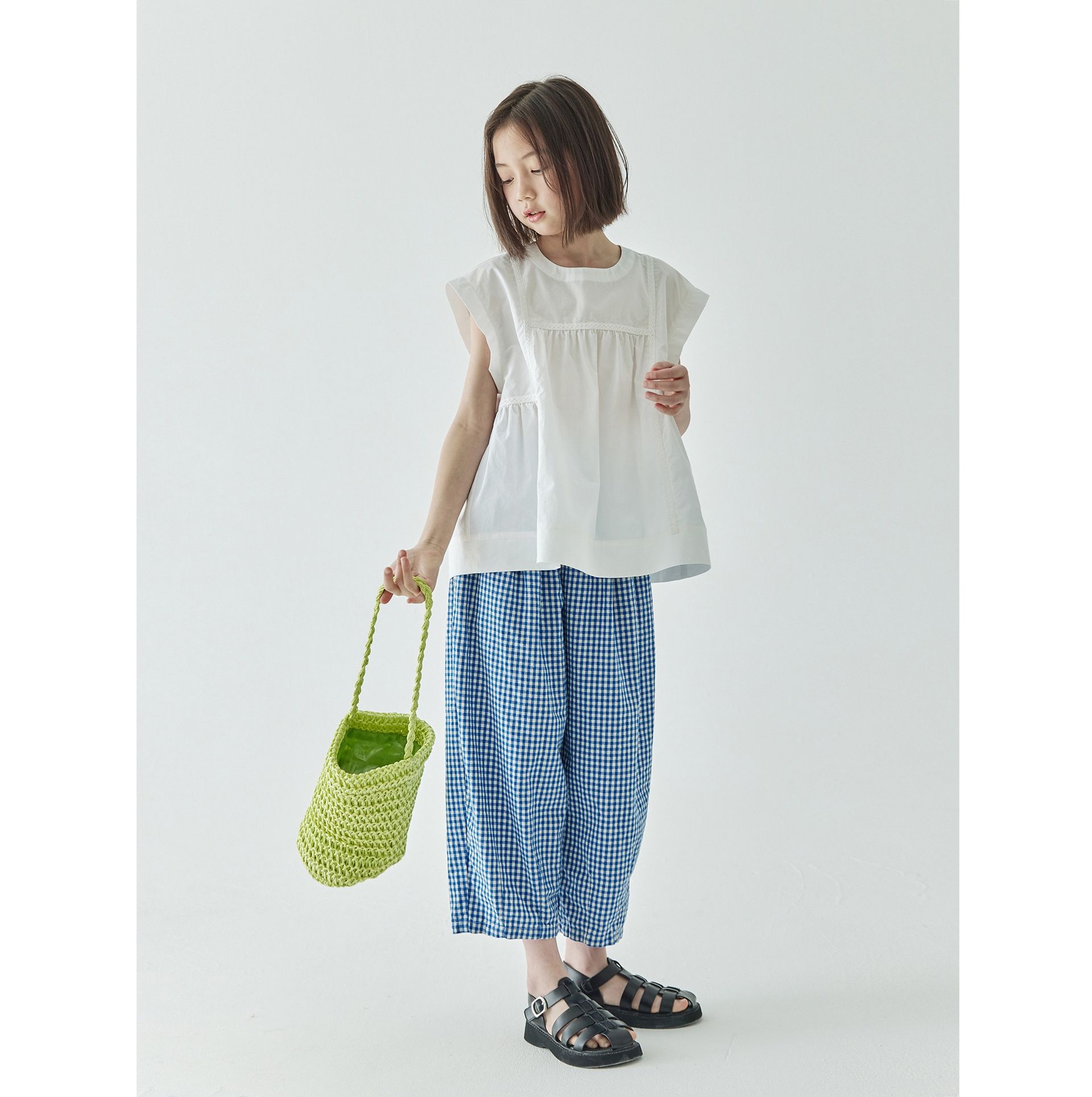 チェックパンツ 女の子向け爽やかギンガムチェックパンツ