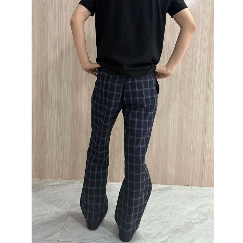 チェックパンツ ゆったりシルエットチェック柄ワイドパンツ