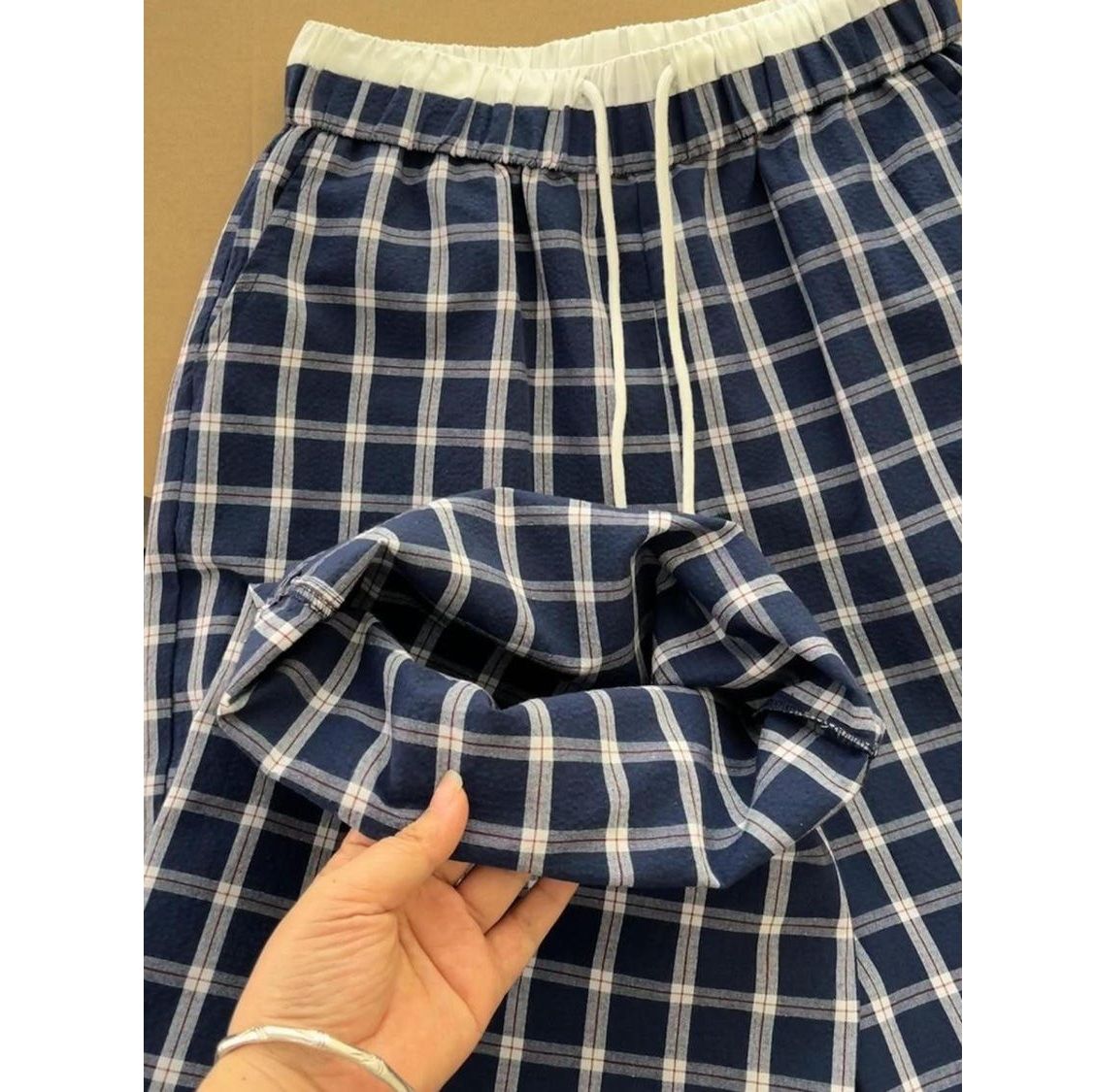 チェックパンツ 格子柄リラックスワイドパンツ