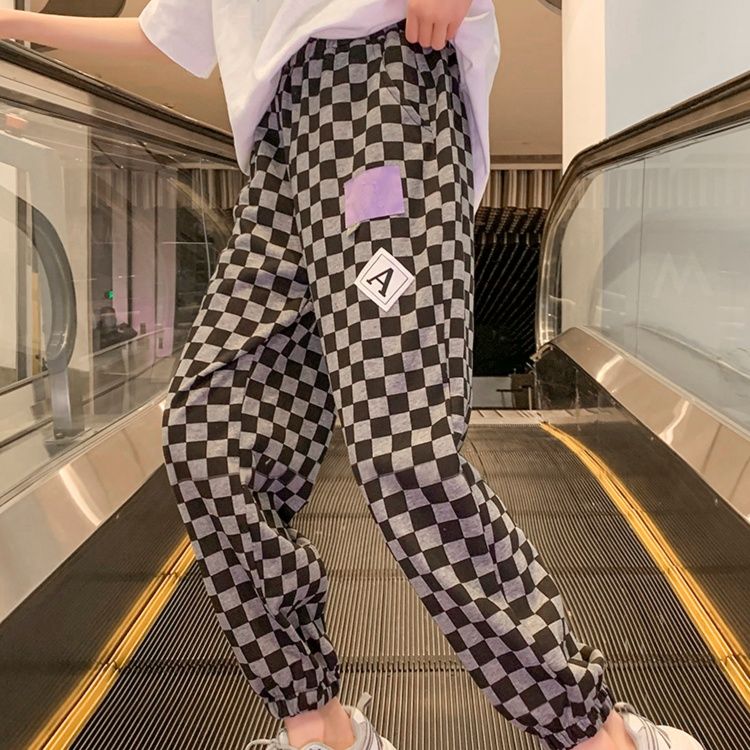 チェックパンツ 市松模様チェックワイドパンツ