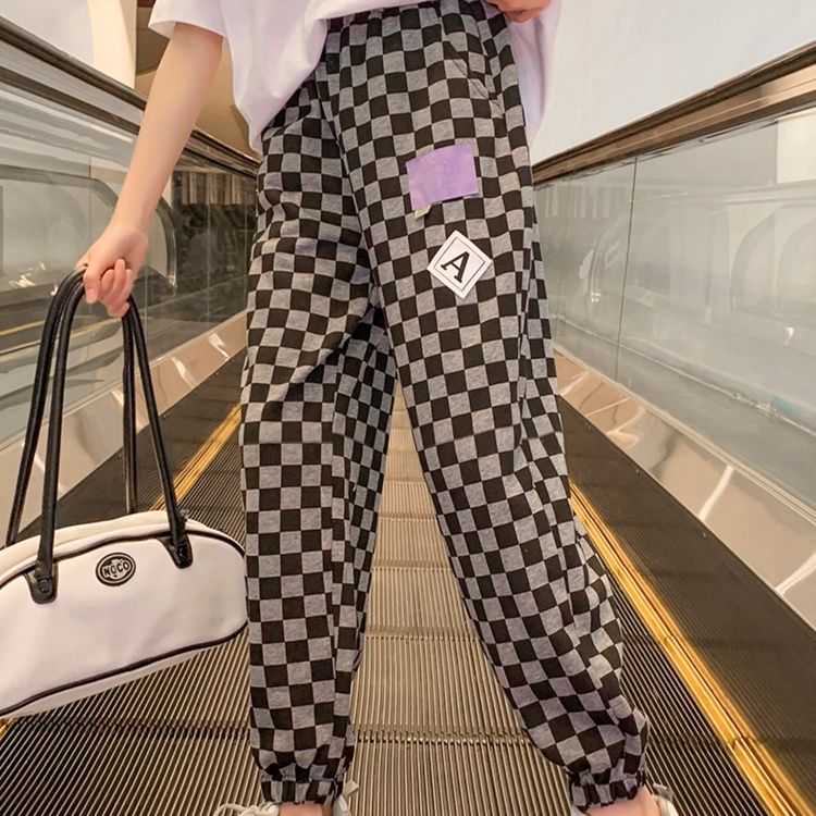 チェックパンツ 市松模様チェックワイドパンツ