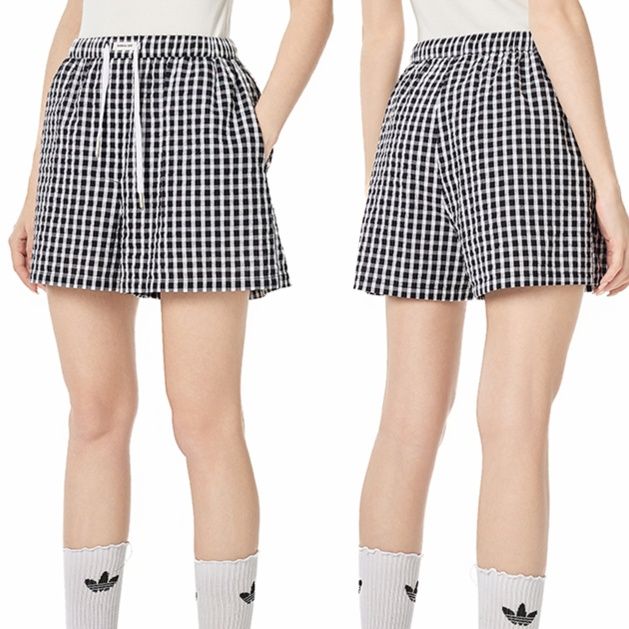チェックパンツ 格子柄リラックスショートパンツ