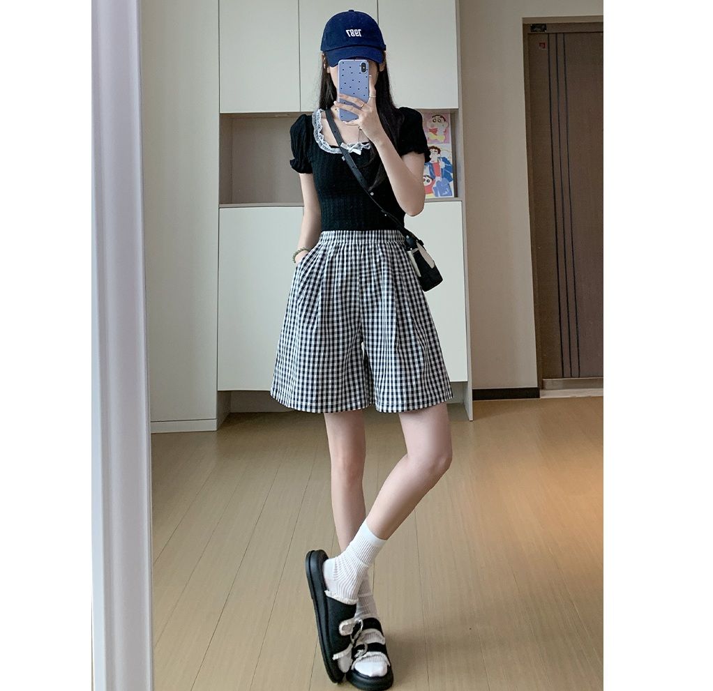 チェックパンツ 格子柄フレアスカート