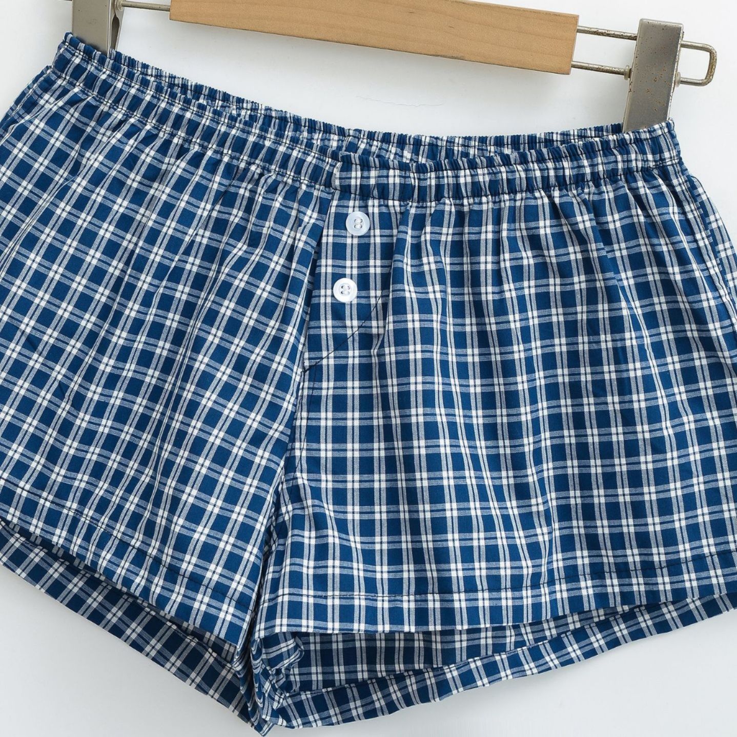 チェックパンツ 格子柄ゆったりショートパンツ