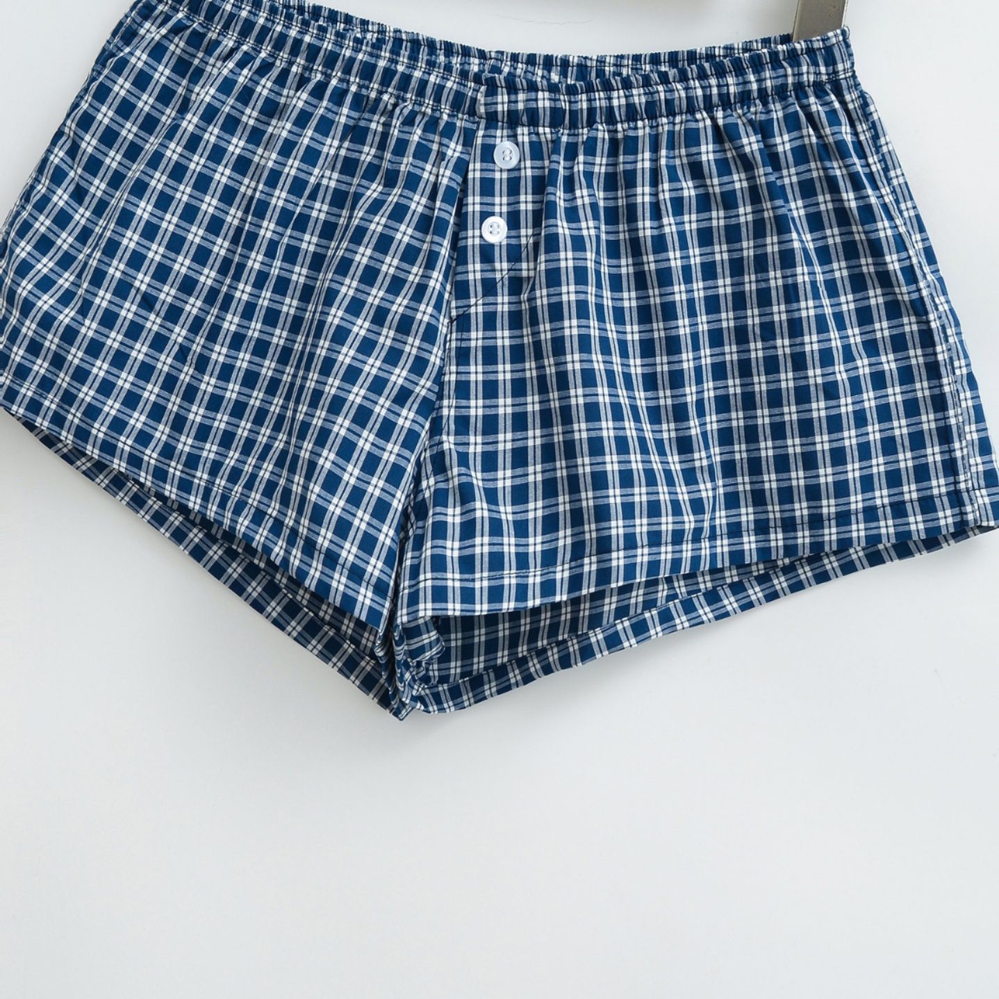 チェックパンツ 格子柄ゆったりショートパンツ