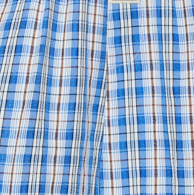 チェックパンツ レース裾飾り格子柄ショートパンツ