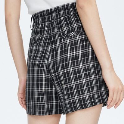 チェックパンツ クラシック格子柄ハイウエストショート