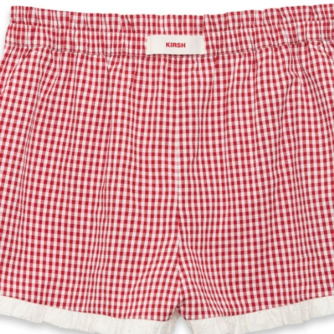 チェックパンツ フリル付きギンガムチェックショートパンツ