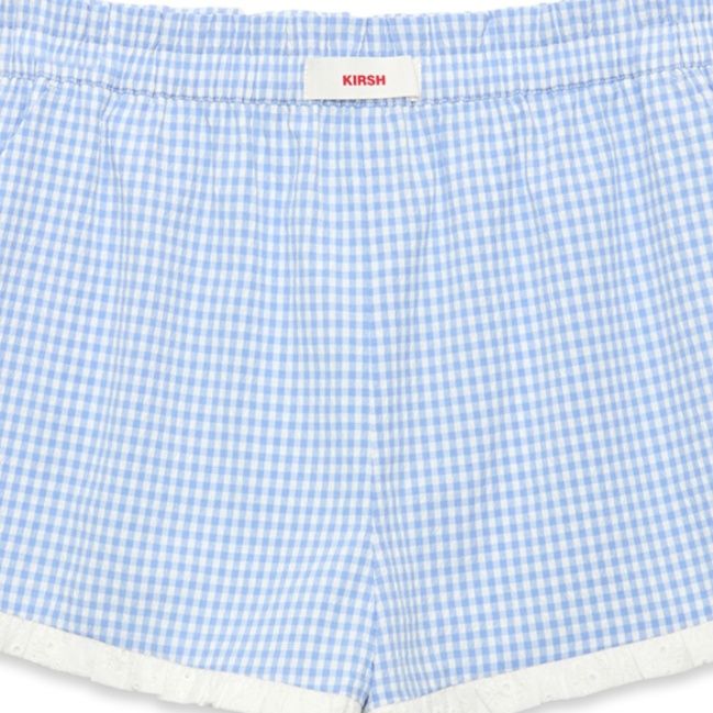 チェックパンツ フリル付きギンガムチェックショートパンツ