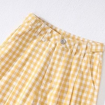 チェックパンツ 格子柄ゆったりワイドパンツ