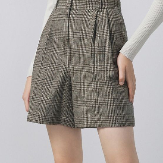 チェックパンツ クラシック格子柄ショートパンツ