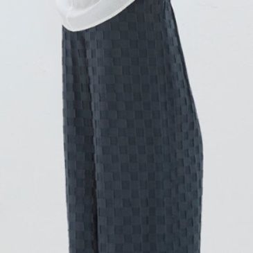 チェックパンツ 立体格子柄ワイドパンツ