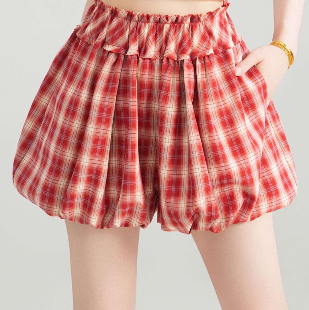 チェックパンツ バルーンシルエット バブリーパンツ