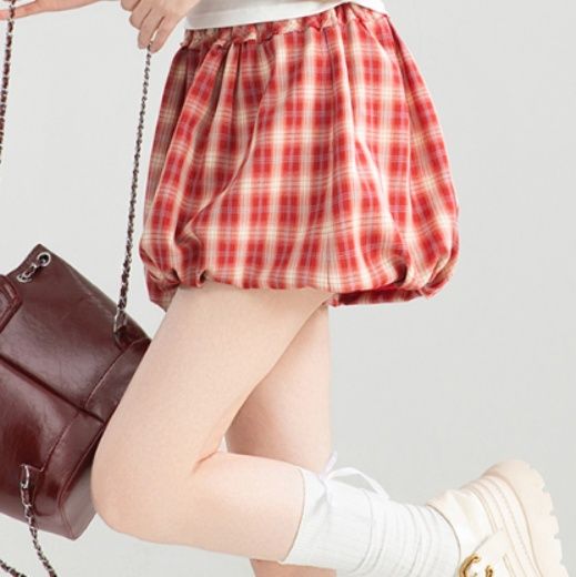 チェックパンツ バルーンシルエット バブリーパンツ