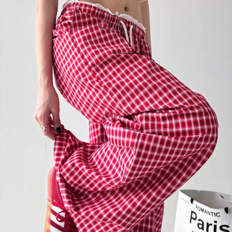 チェックパンツ ふんわりフリルワイドチェックパンツ