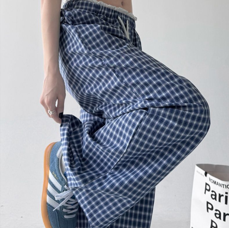 チェックパンツ ふんわりフリルワイドチェックパンツ