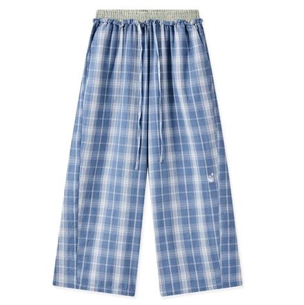 チェックパンツ 爽やかワイドシルエットパンツ