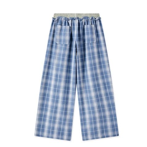 チェックパンツ 爽やかワイドシルエットパンツ