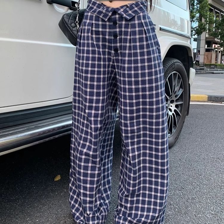 チェックパンツ ゆったりワイドタータン