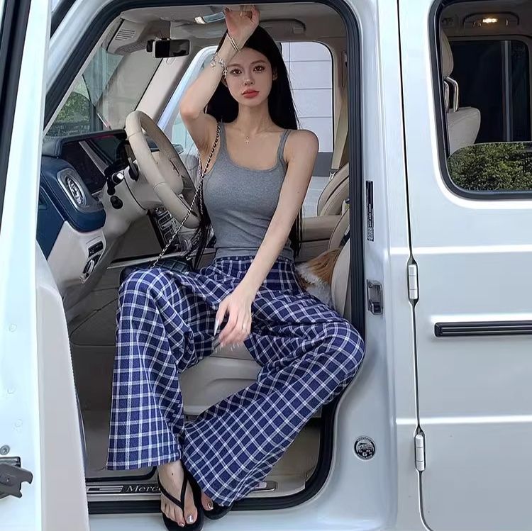 チェックパンツ ゆったりワイドタータン