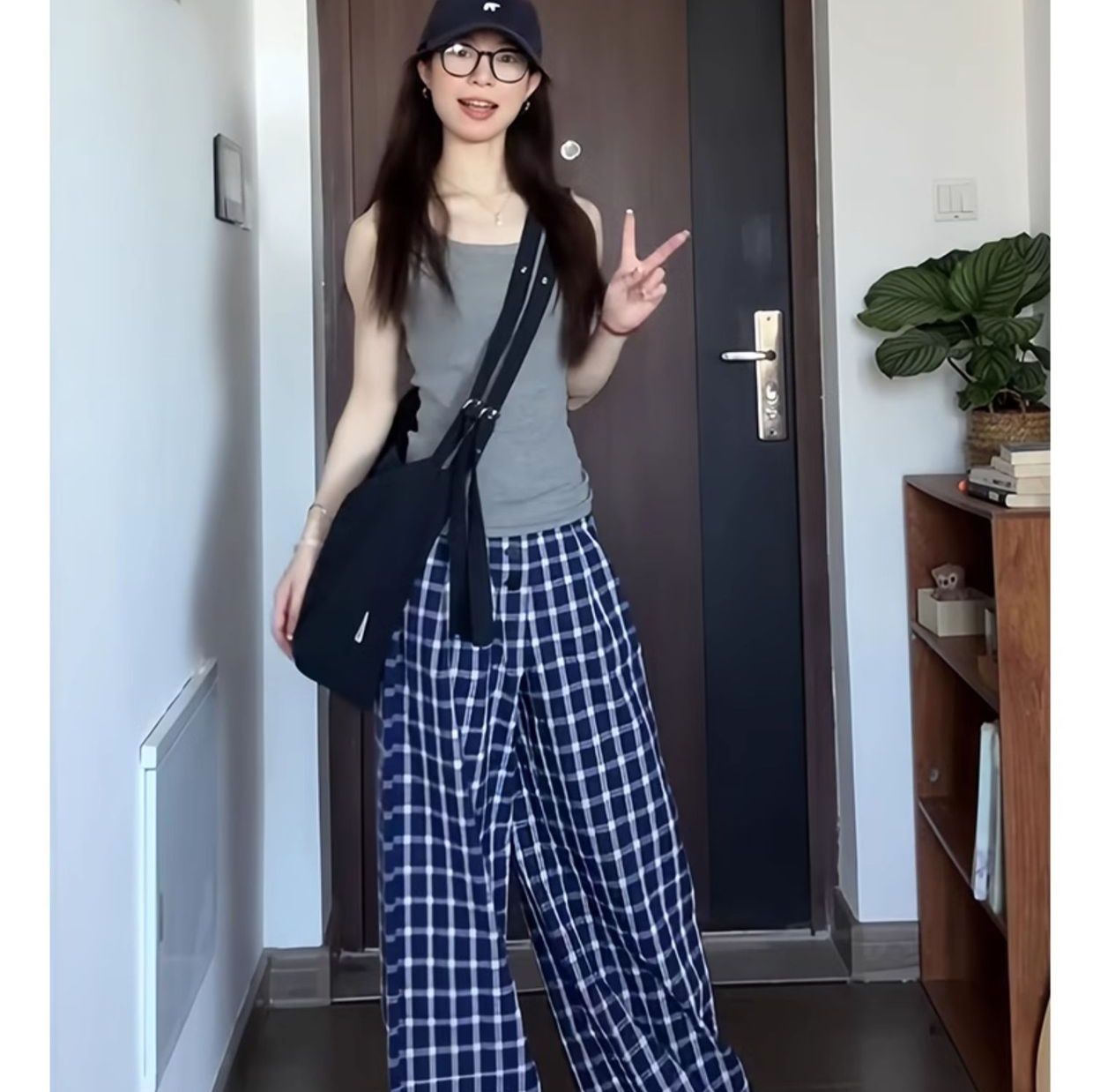チェックパンツ クラシカルワイドチェックパンツ