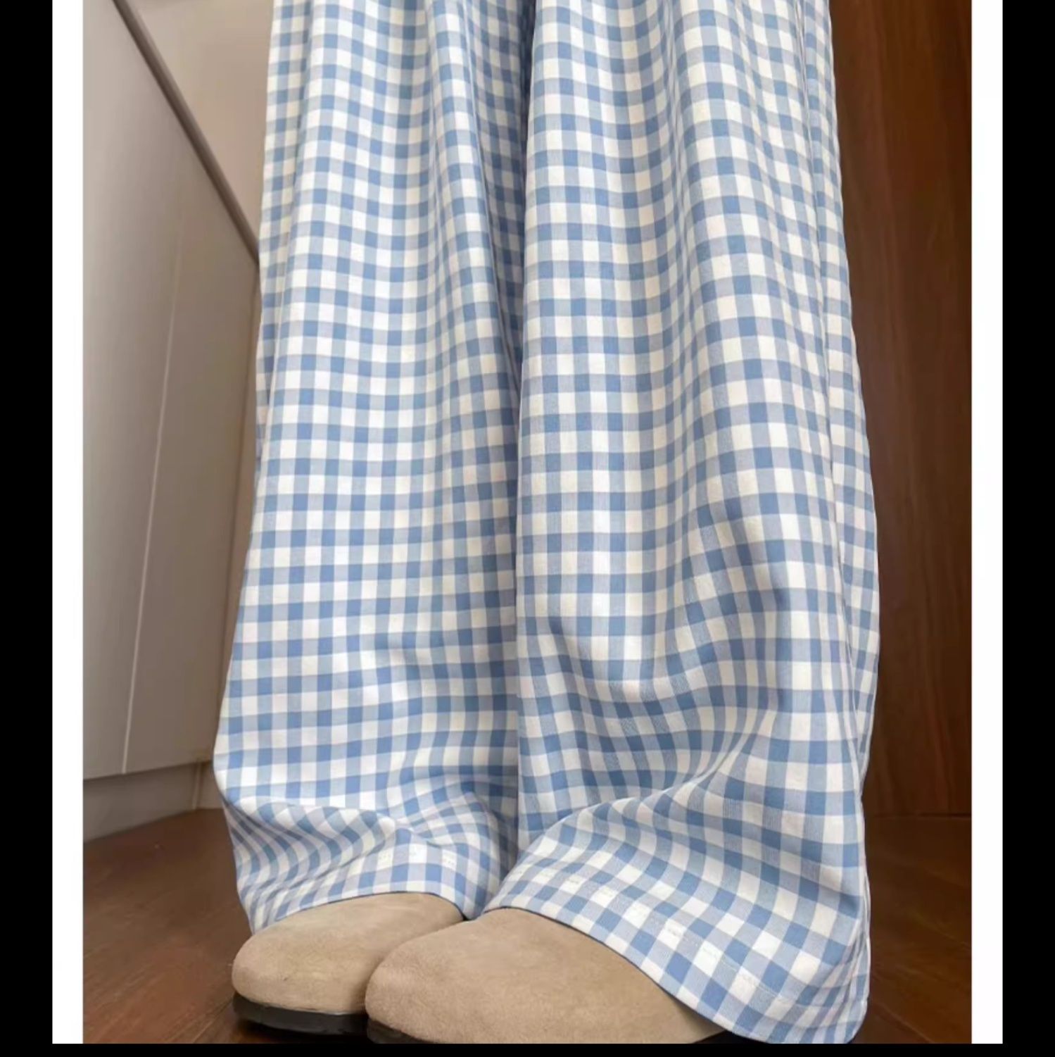 チェックパンツ 格子模様のゆったりパンツ