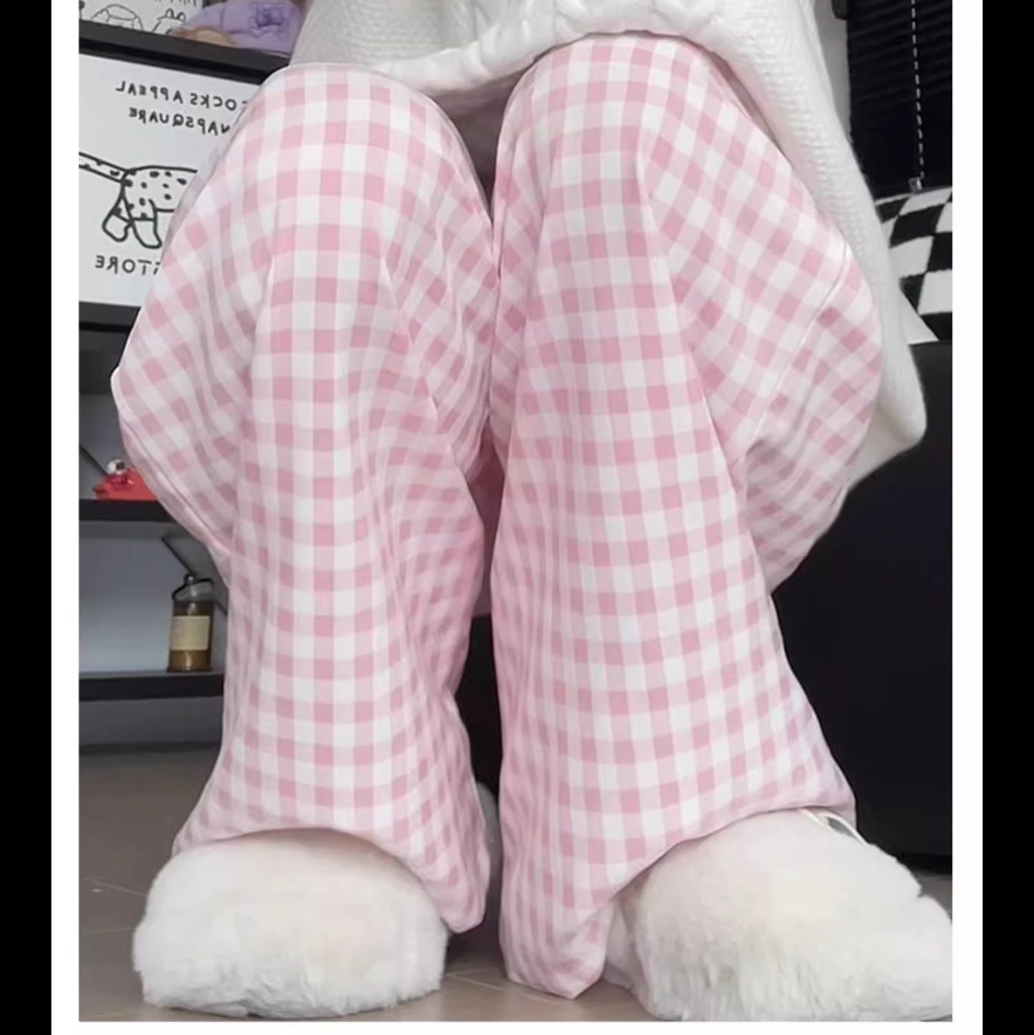 チェックパンツ 格子模様のゆったりパンツ