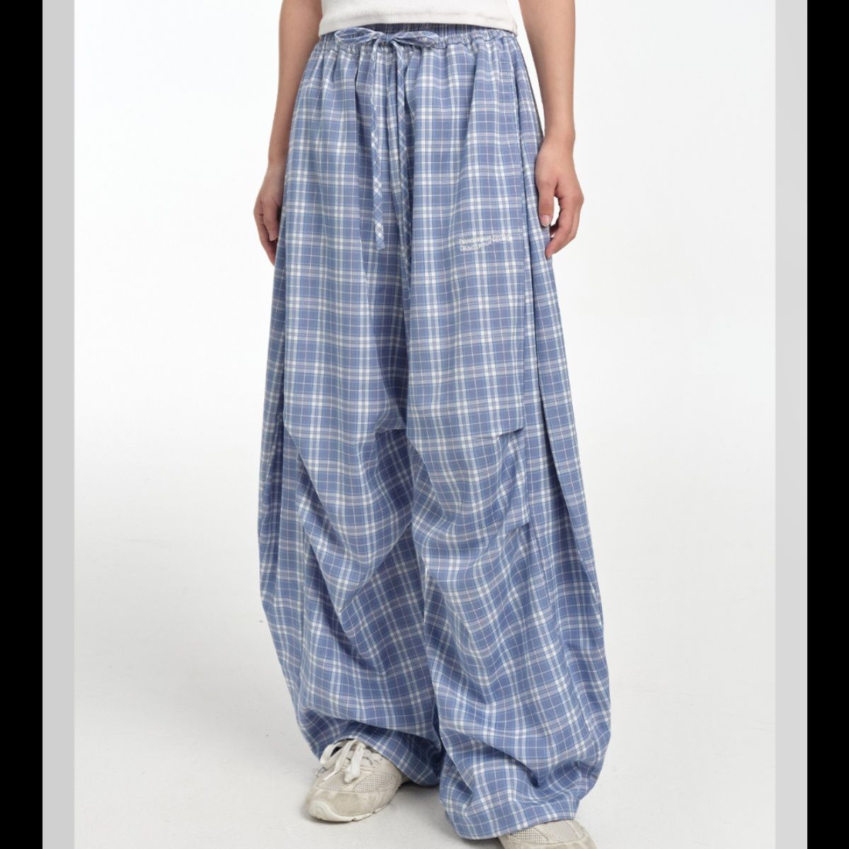 チェックパンツ ゆったりシルエットチェックワイドパンツ