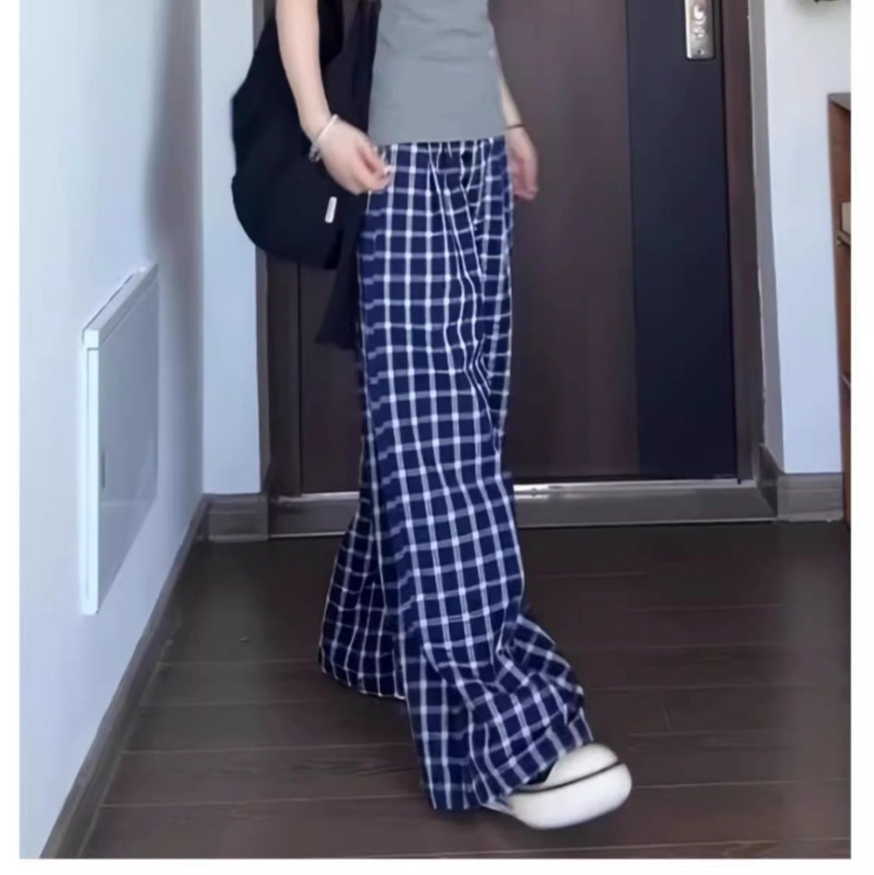 チェックパンツ クラシカル格子柄ゆったりパンツ