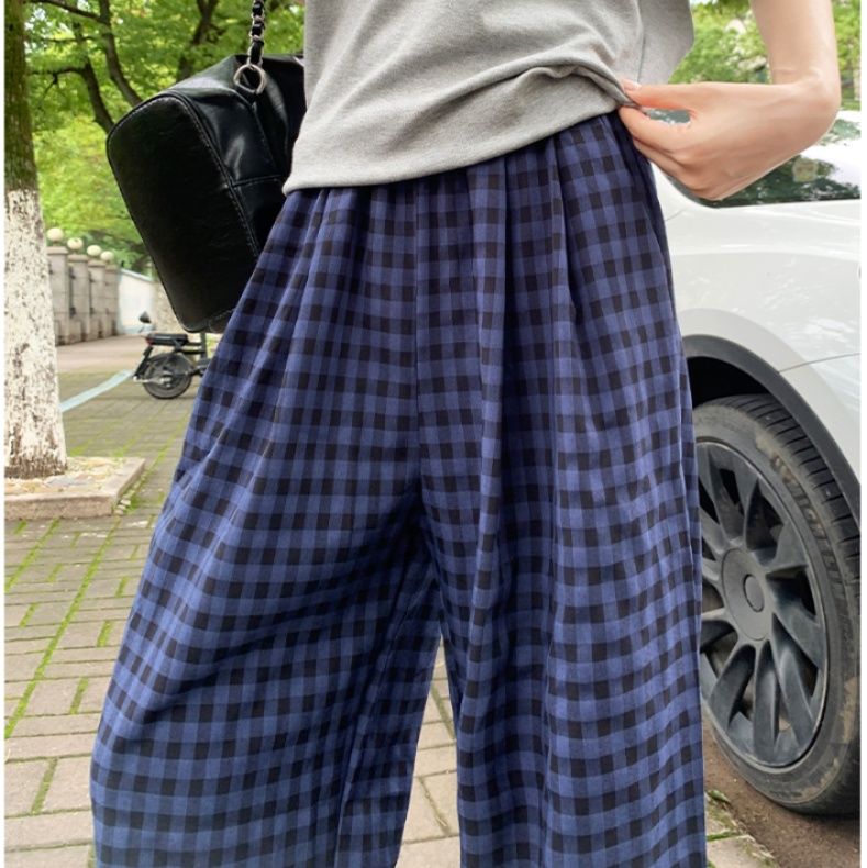 チェックパンツ 格子柄ゆったりリラックスパンツ