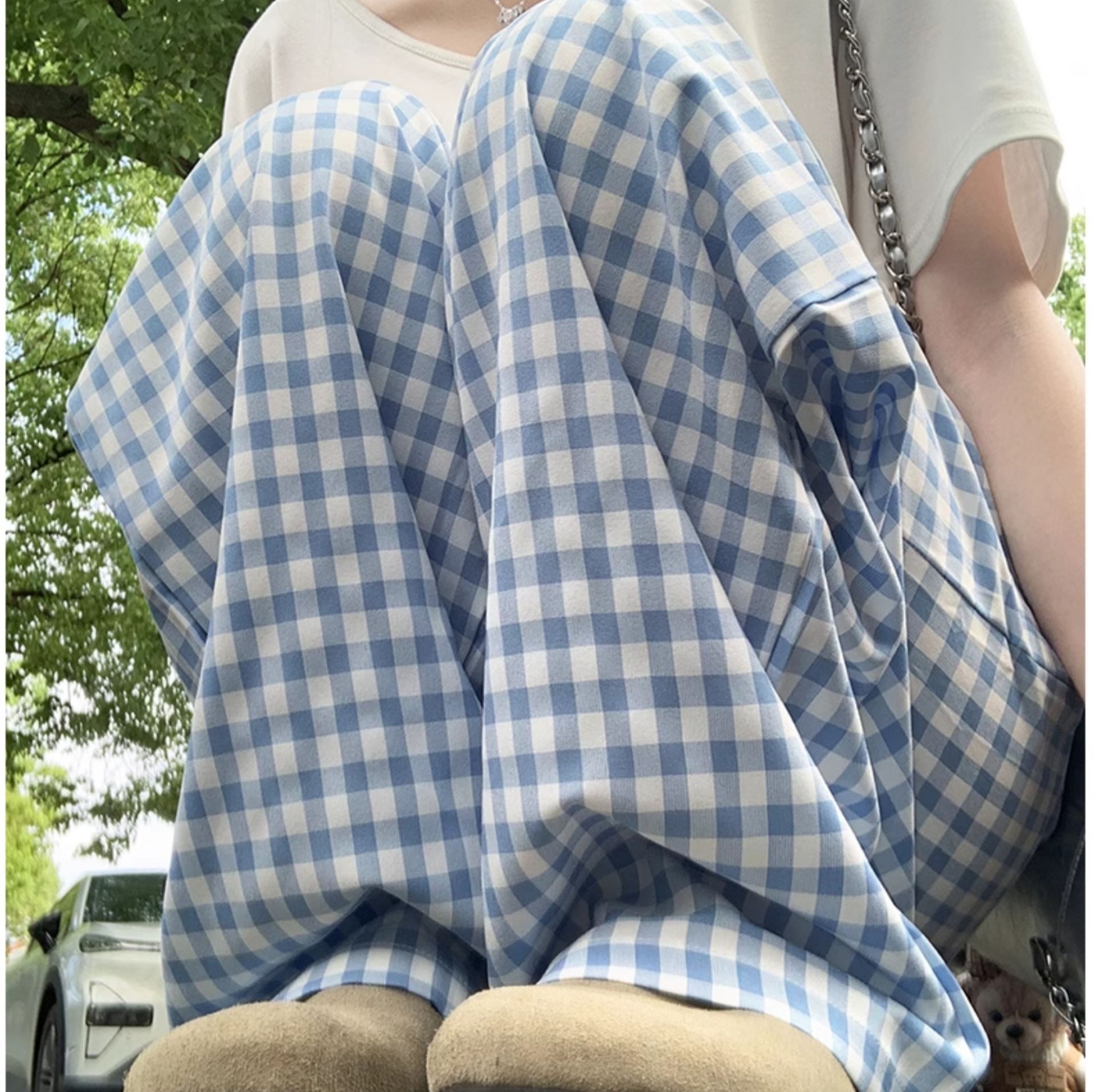 チェックパンツ 格子柄ゆったりリラックスパンツ