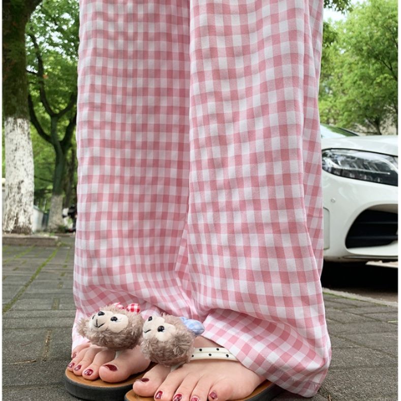 チェックパンツ 格子柄ゆったりリラックスパンツ