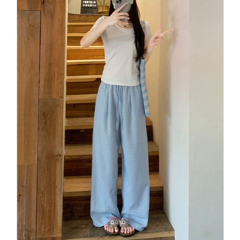 チェックパンツ 大人のゆったりチェックワイドパンツ
