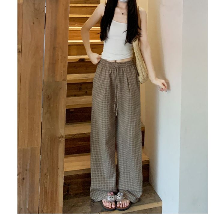チェックパンツ 大人のゆったりチェックワイドパンツ