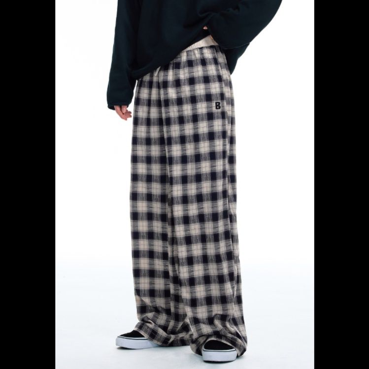 チェックパンツ 格子柄ゆったりショートパンツ
