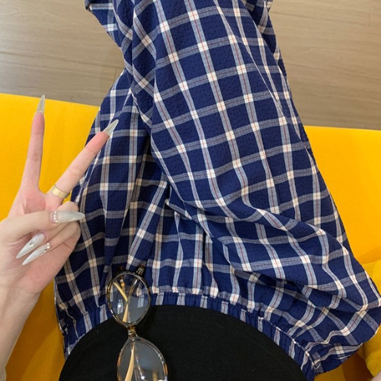 チェックパンツ 格子模様のゆったりパンツ