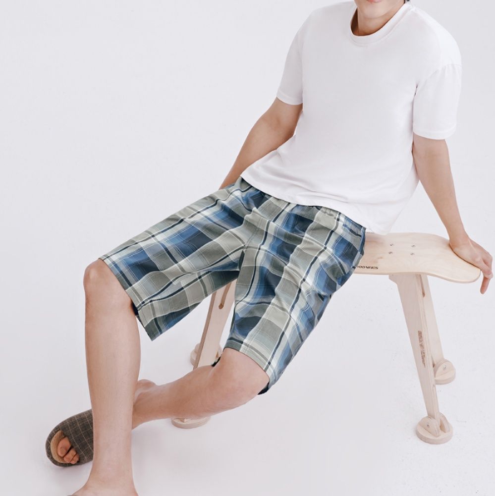 チェックパンツ 格子柄リラックスショートパンツ