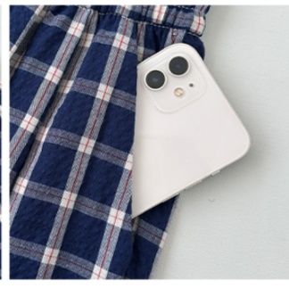 チェックパンツ 格子柄ゆったりワイドパンツ