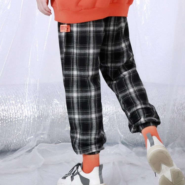 チェックパンツ クラシックモノトーンチェックワイド
