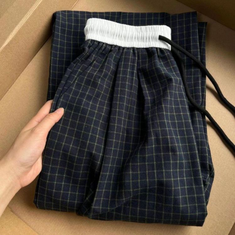 チェックパンツ クラシック格子柄リラックスパンツ