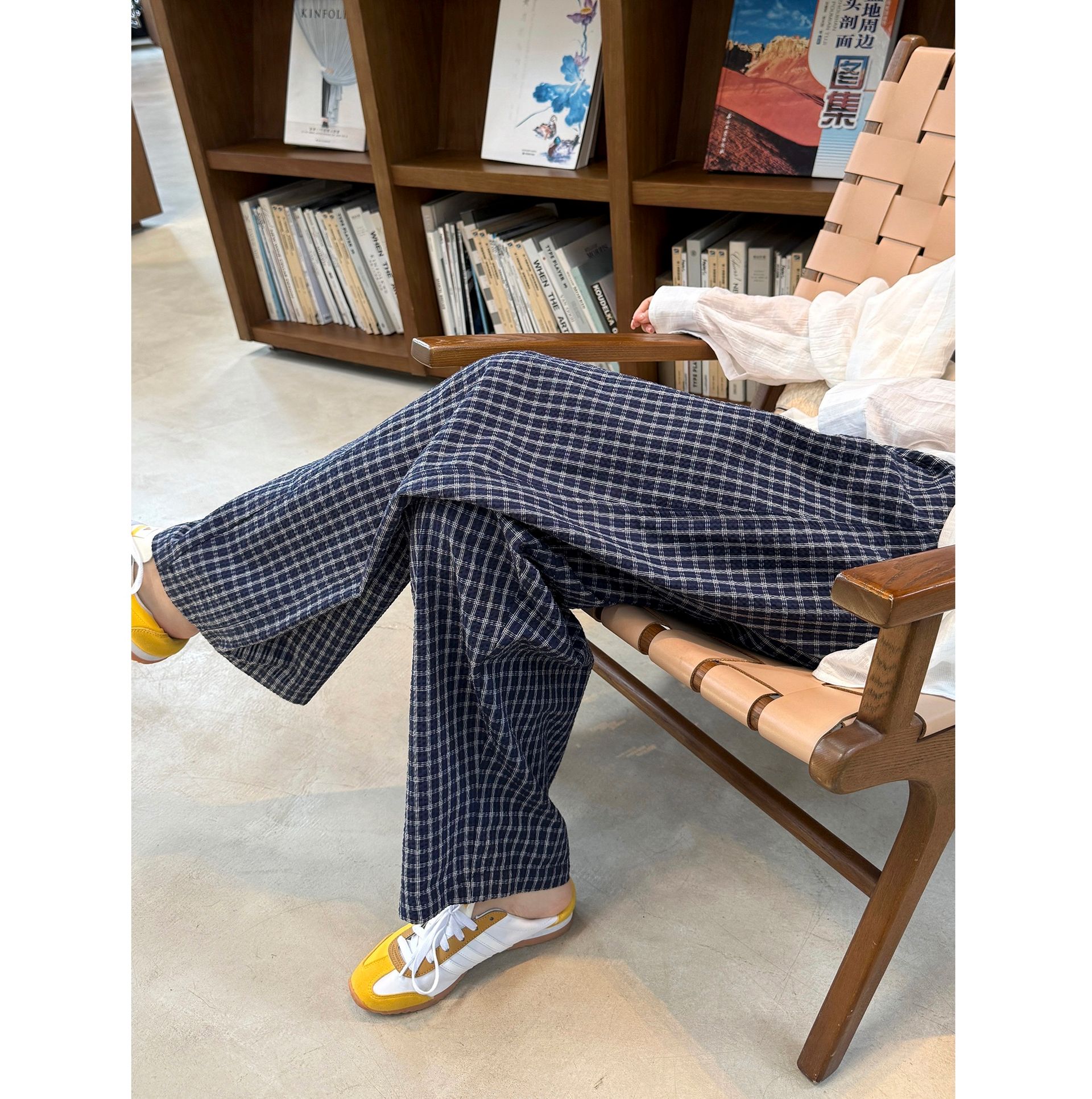 チェックパンツ 涼やかワイドギンガムパンツ