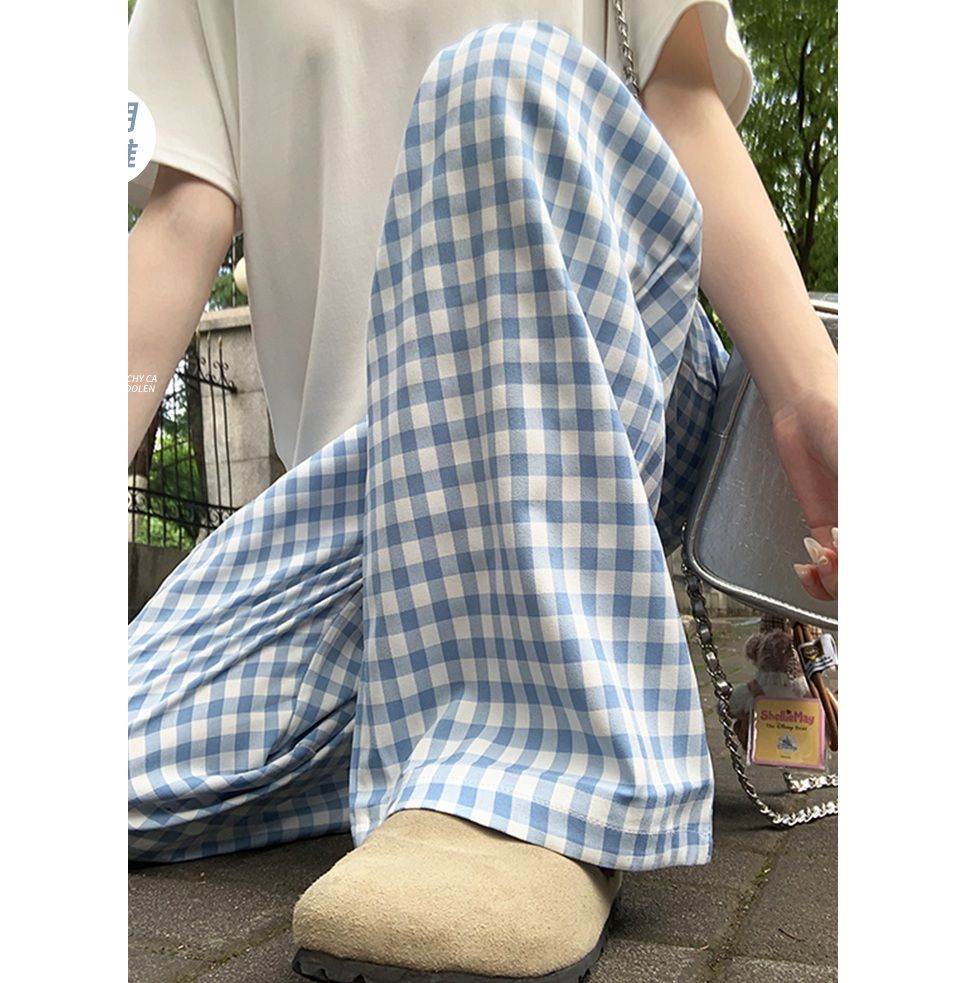 チェックパンツ 快適ワイドギンガムパンツ