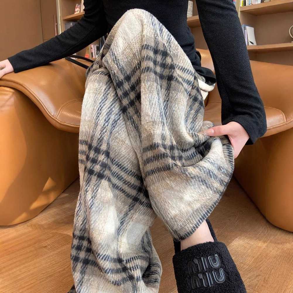 チェックパンツ ふんわり起毛 リラックスチェック柄パンツ