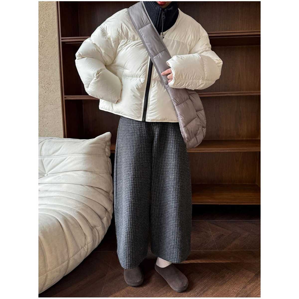 チェックパンツ ゆったりチェックワイドパンツ